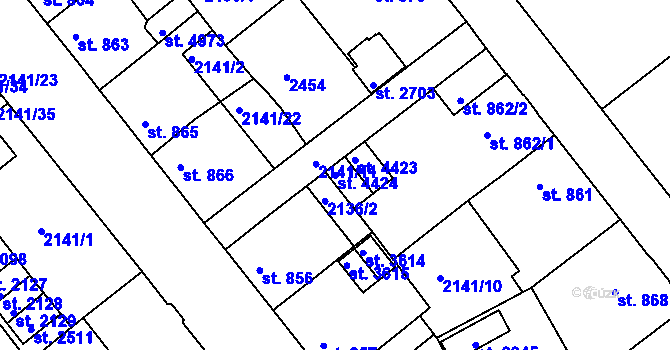 Parcela st. 4424 v KÚ Trutnov, Katastrální mapa