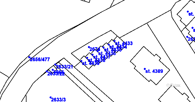 Parcela st. 4436 v KÚ Trutnov, Katastrální mapa