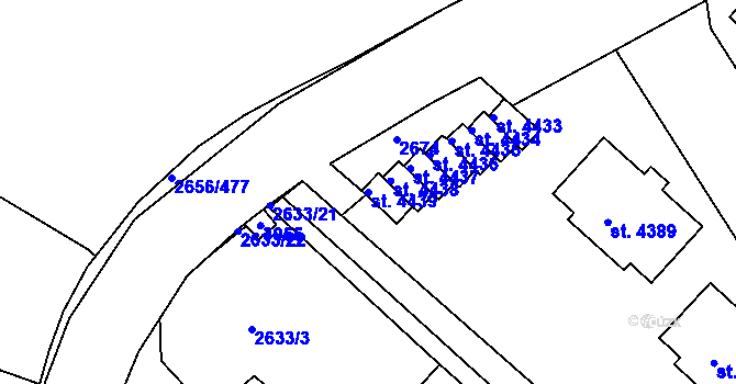 Parcela st. 4439 v KÚ Trutnov, Katastrální mapa