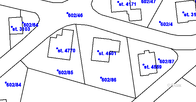 Parcela st. 4501 v KÚ Trutnov, Katastrální mapa