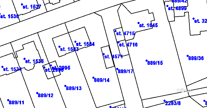 Parcela st. 4571 v KÚ Trutnov, Katastrální mapa