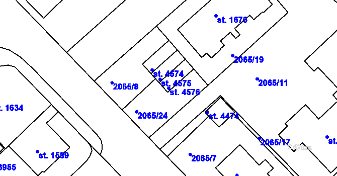 Parcela st. 4576 v KÚ Trutnov, Katastrální mapa