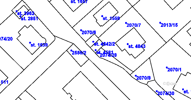 Parcela st. 4581 v KÚ Trutnov, Katastrální mapa