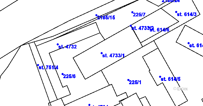 Parcela st. 4733/1 v KÚ Trutnov, Katastrální mapa