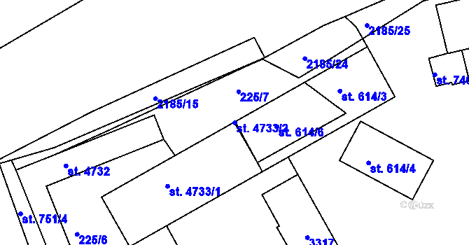 Parcela st. 4733/2 v KÚ Trutnov, Katastrální mapa