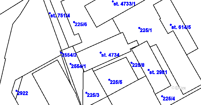Parcela st. 4734 v KÚ Trutnov, Katastrální mapa