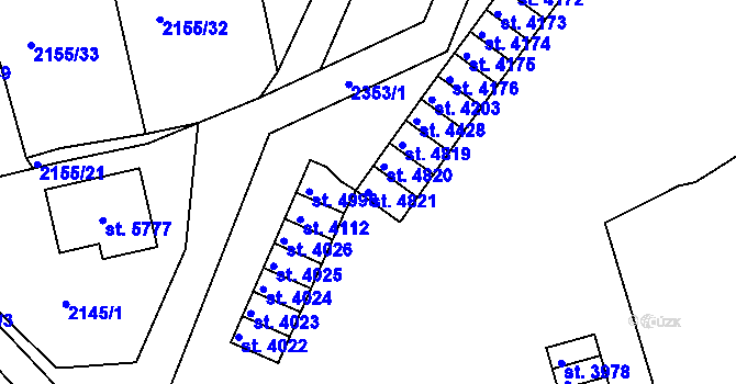 Parcela st. 4821 v KÚ Trutnov, Katastrální mapa