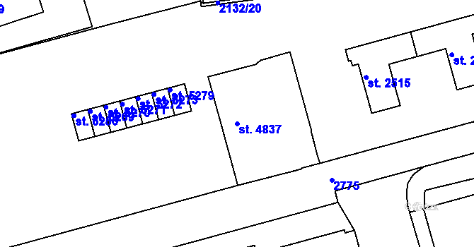 Parcela st. 4837 v KÚ Trutnov, Katastrální mapa
