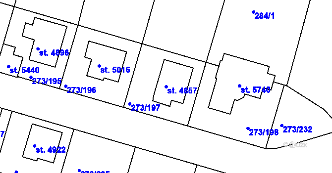 Parcela st. 4857 v KÚ Trutnov, Katastrální mapa