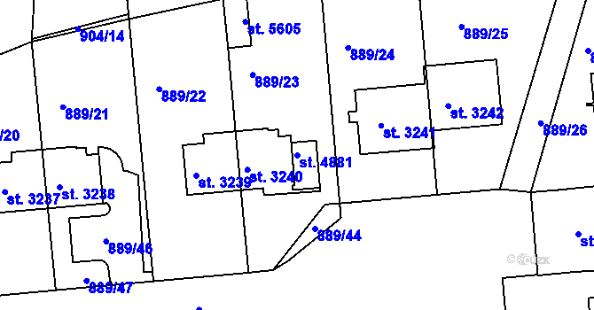Parcela st. 4881 v KÚ Trutnov, Katastrální mapa