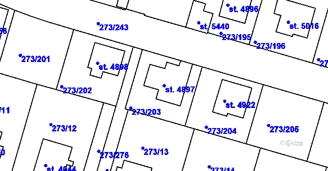 Parcela st. 4897 v KÚ Trutnov, Katastrální mapa