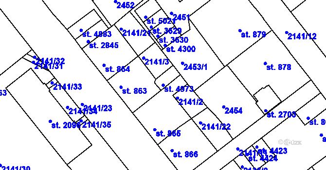 Parcela st. 4973 v KÚ Trutnov, Katastrální mapa