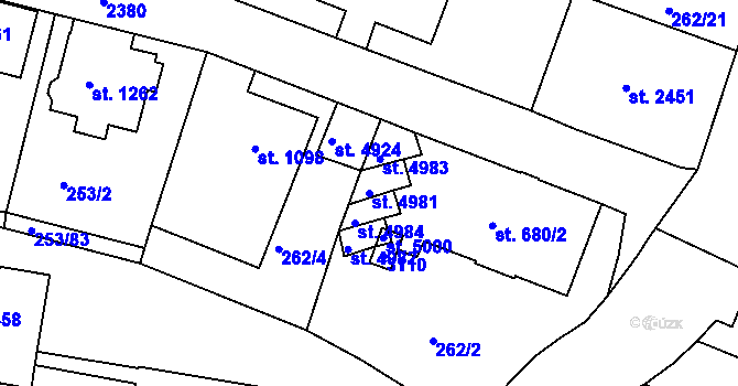 Parcela st. 4981 v KÚ Trutnov, Katastrální mapa