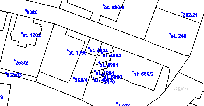 Parcela st. 4983 v KÚ Trutnov, Katastrální mapa