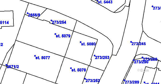 Parcela st. 5080 v KÚ Trutnov, Katastrální mapa