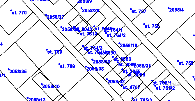 Parcela st. 5090 v KÚ Trutnov, Katastrální mapa