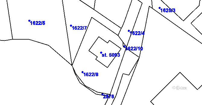 Parcela st. 5093 v KÚ Trutnov, Katastrální mapa