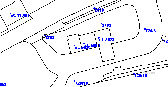 Parcela st. 5094 v KÚ Trutnov, Katastrální mapa