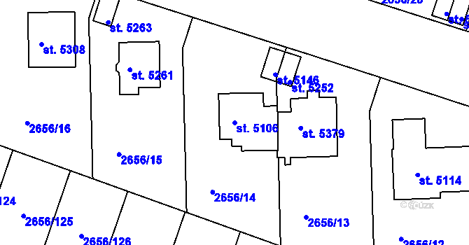 Parcela st. 5106 v KÚ Trutnov, Katastrální mapa