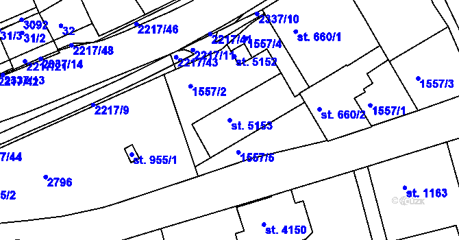 Parcela st. 5153 v KÚ Trutnov, Katastrální mapa