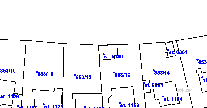 Parcela st. 5186 v KÚ Trutnov, Katastrální mapa