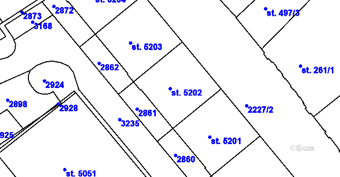 Parcela st. 5202 v KÚ Trutnov, Katastrální mapa