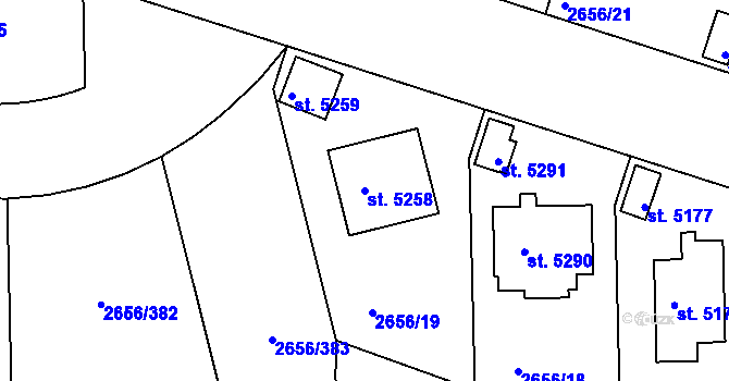 Parcela st. 5258 v KÚ Trutnov, Katastrální mapa