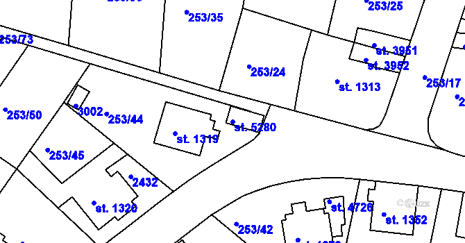 Parcela st. 5280 v KÚ Trutnov, Katastrální mapa