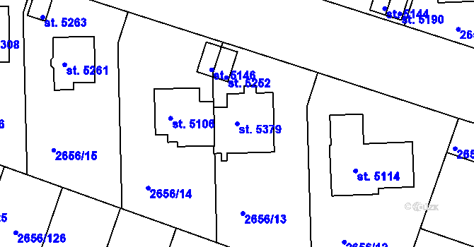 Parcela st. 5379 v KÚ Trutnov, Katastrální mapa