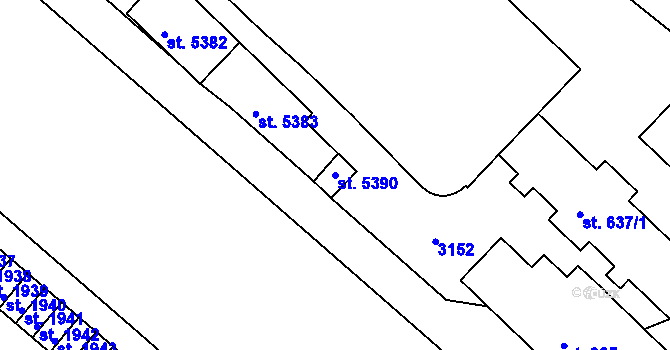 Parcela st. 5390 v KÚ Trutnov, Katastrální mapa
