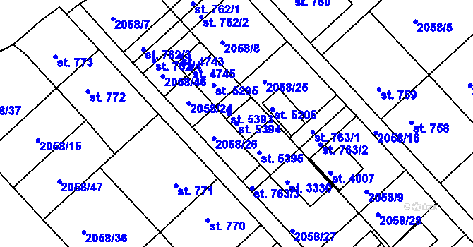 Parcela st. 5394 v KÚ Trutnov, Katastrální mapa