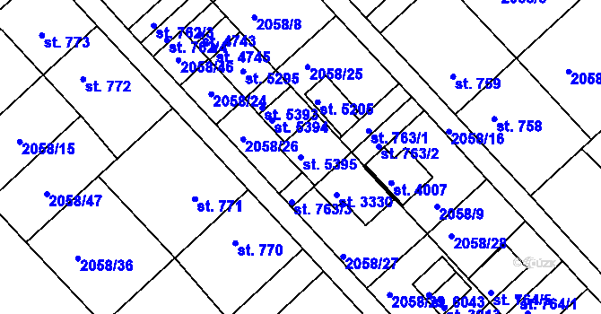 Parcela st. 5395 v KÚ Trutnov, Katastrální mapa