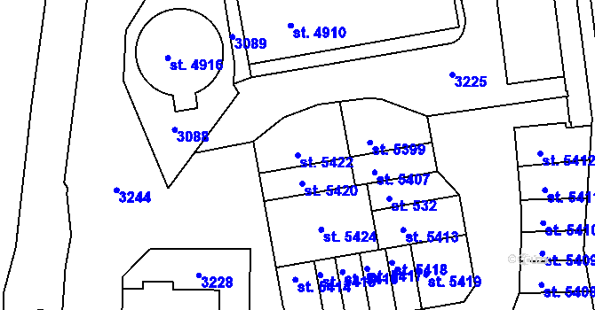Parcela st. 5422 v KÚ Trutnov, Katastrální mapa
