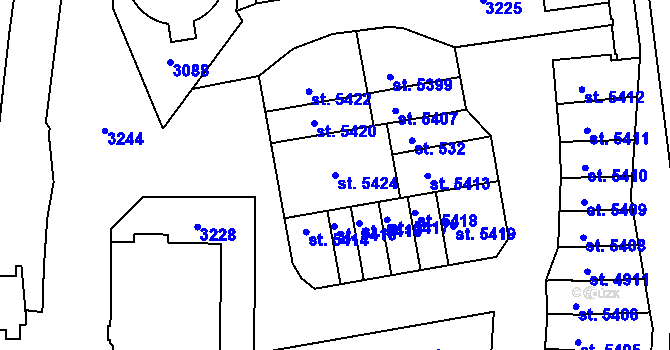 Parcela st. 5424 v KÚ Trutnov, Katastrální mapa