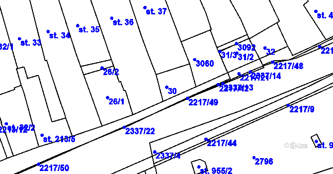 Parcela st. 30 v KÚ Trutnov, Katastrální mapa