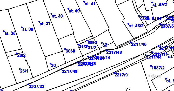 Parcela st. 31/2 v KÚ Trutnov, Katastrální mapa