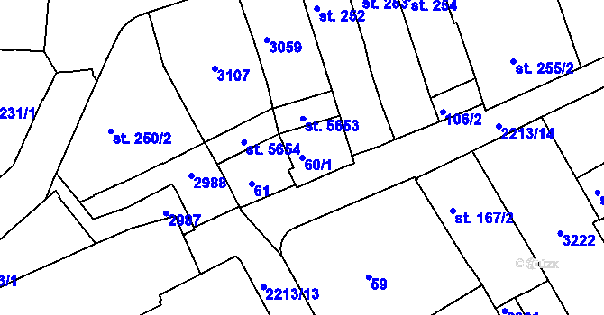 Parcela st. 60/1 v KÚ Trutnov, Katastrální mapa