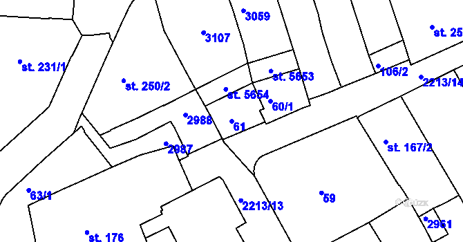 Parcela st. 61 v KÚ Trutnov, Katastrální mapa