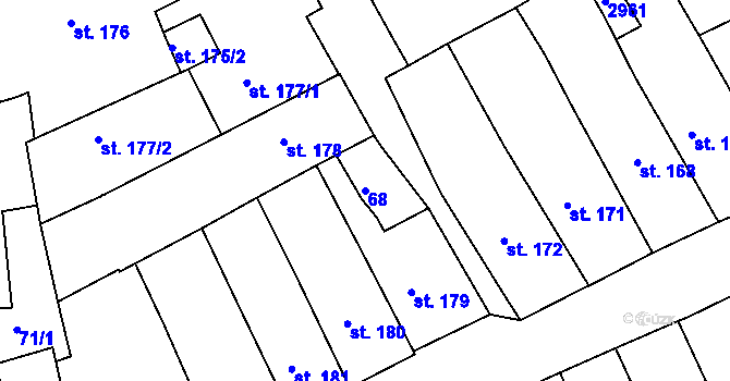 Parcela st. 68 v KÚ Trutnov, Katastrální mapa