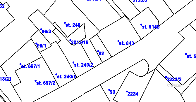 Parcela st. 92 v KÚ Trutnov, Katastrální mapa