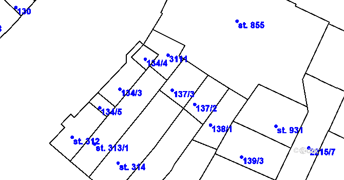 Parcela st. 137/3 v KÚ Trutnov, Katastrální mapa