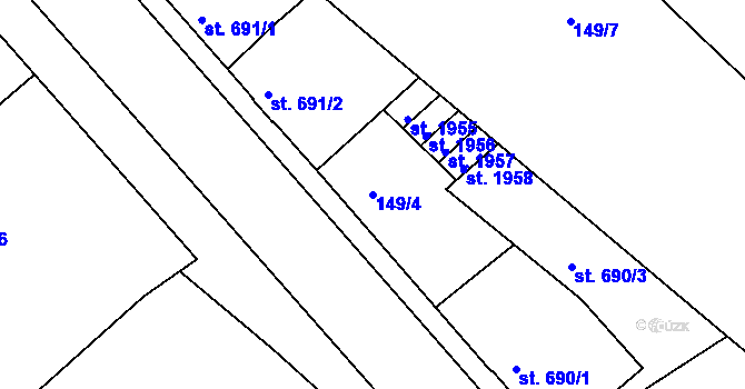 Parcela st. 149/4 v KÚ Trutnov, Katastrální mapa