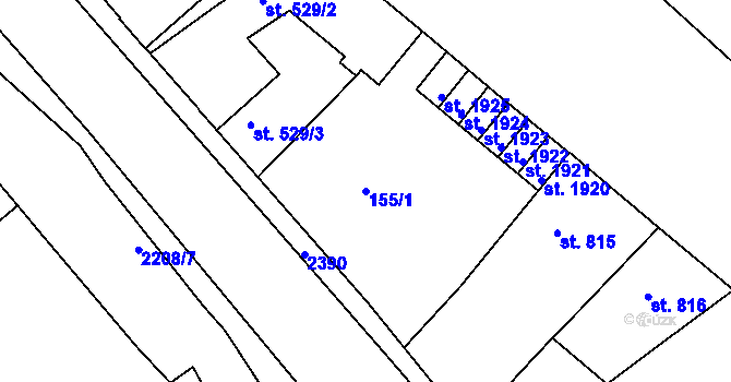 Parcela st. 155/1 v KÚ Trutnov, Katastrální mapa