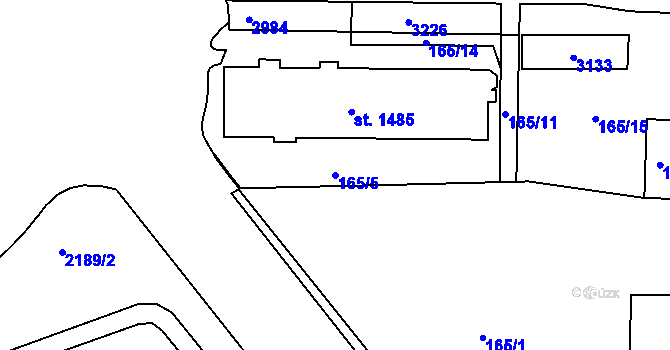 Parcela st. 165/5 v KÚ Trutnov, Katastrální mapa