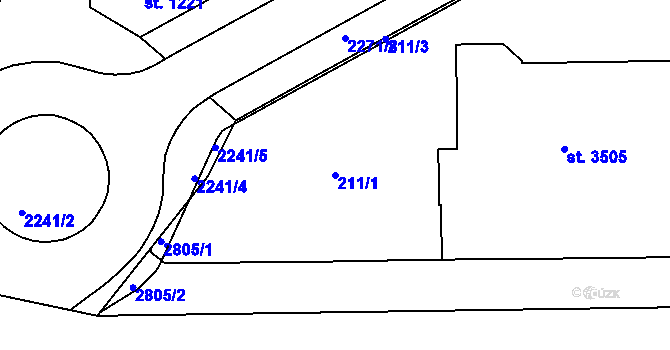 Parcela st. 211/1 v KÚ Trutnov, Katastrální mapa