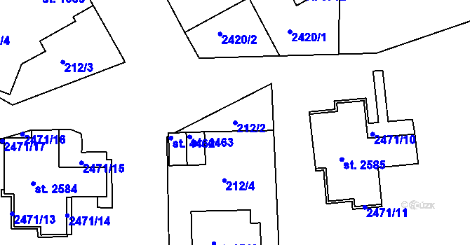 Parcela st. 212/2 v KÚ Trutnov, Katastrální mapa