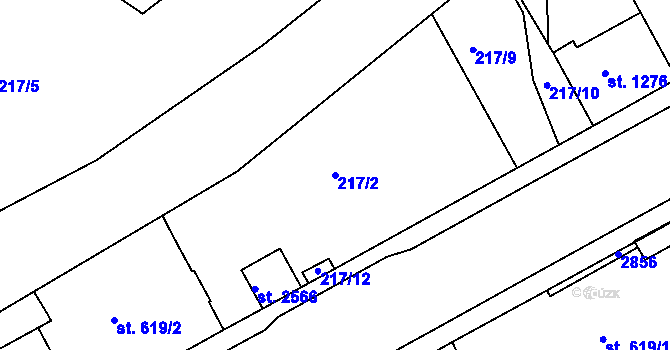Parcela st. 217/2 v KÚ Trutnov, Katastrální mapa