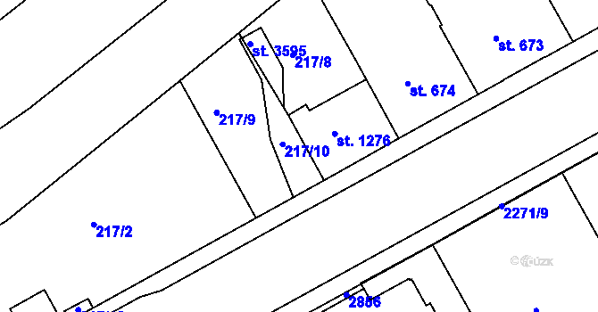 Parcela st. 217/11 v KÚ Trutnov, Katastrální mapa