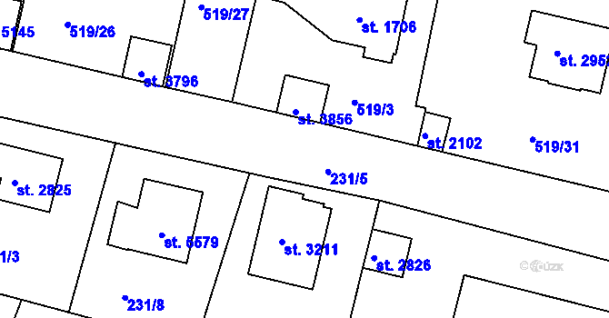 Parcela st. 231/5 v KÚ Trutnov, Katastrální mapa