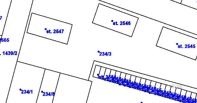 Parcela st. 234/3 v KÚ Trutnov, Katastrální mapa